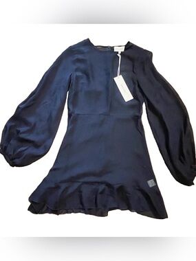 Ginia RTW Navy Blue Mini Sheer Dress, size S - excludes inner slip